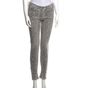 Designer Snakeskin Print Skinny Jeans Women's‎ Fashion Pants Metallic Sparkle